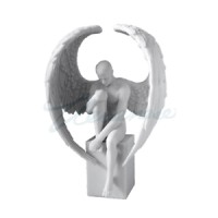 Winged Nude Male Sitting On Plinth Statue Sculpture Figurine - WE SHIP WORLDWIDE   202172418818